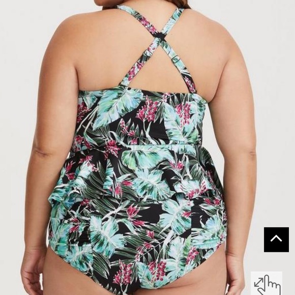 Torrid Vixen Underwire Peplum Push-Up Tankini Tropical Floral Swim Top Size 2 - Picture 2 of 7